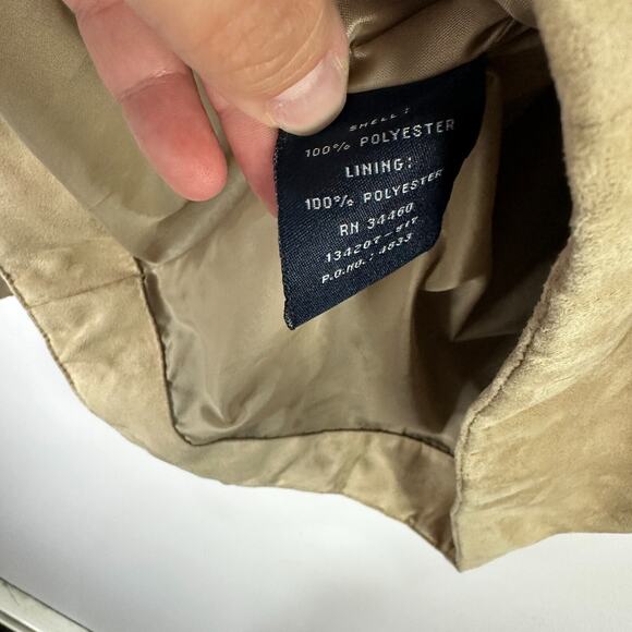 London Fog Suede Jacket Womens Small Zip Front Beige Neutral Minimalist Classic - Picture 7 of 9